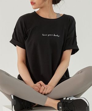 피마코튼 로고 오버핏 반팔 티셔츠(블랙)