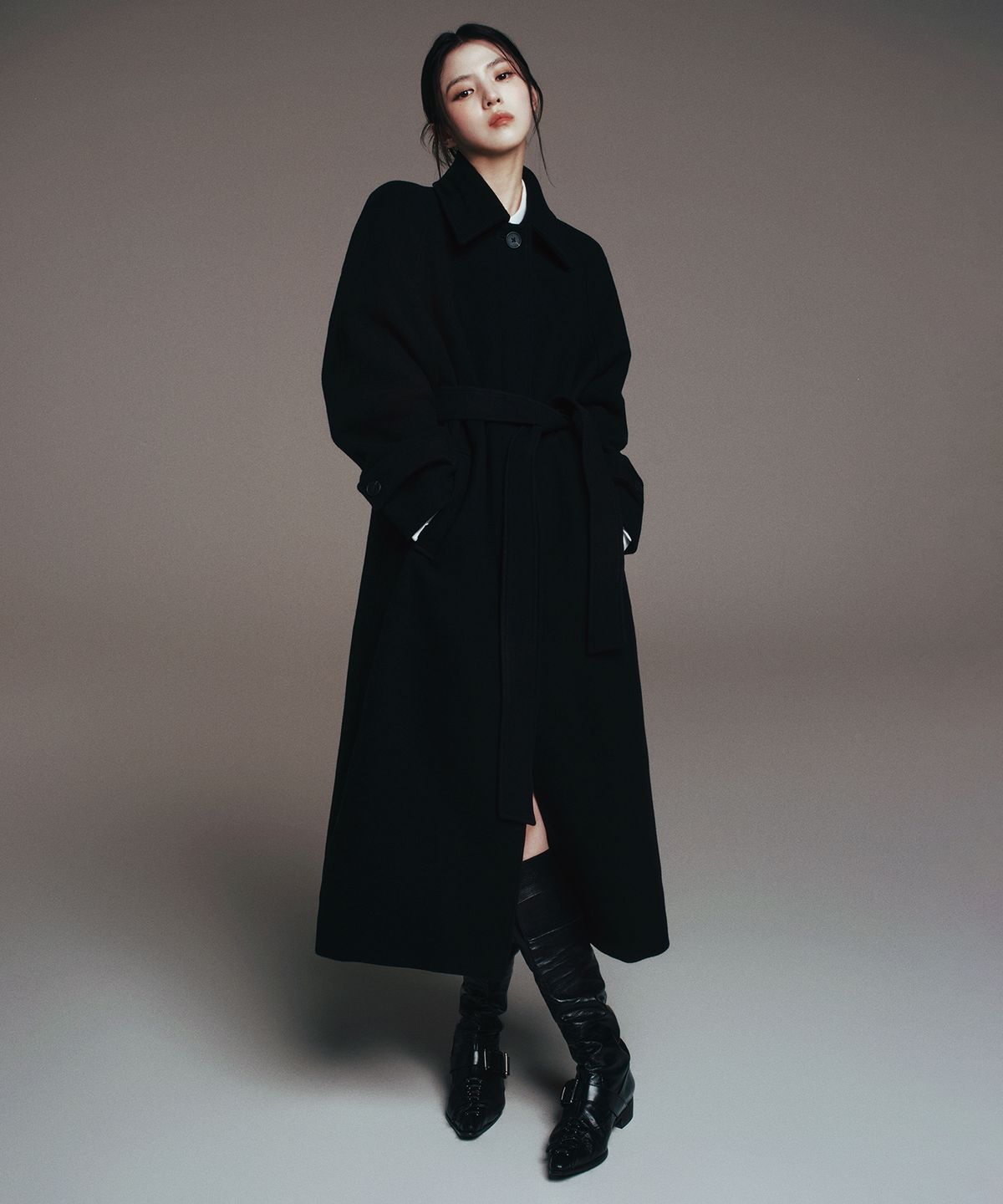 무신사 스탠다드 우먼(MUSINSA STANDARD WOMAN) 우먼즈 캐시미어 블렌드 발마칸 로브 코트 [블랙]