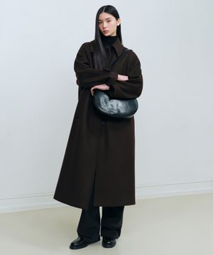우먼즈 캐시미어 블렌드 발마칸 로브 코트 [다크 브라운]