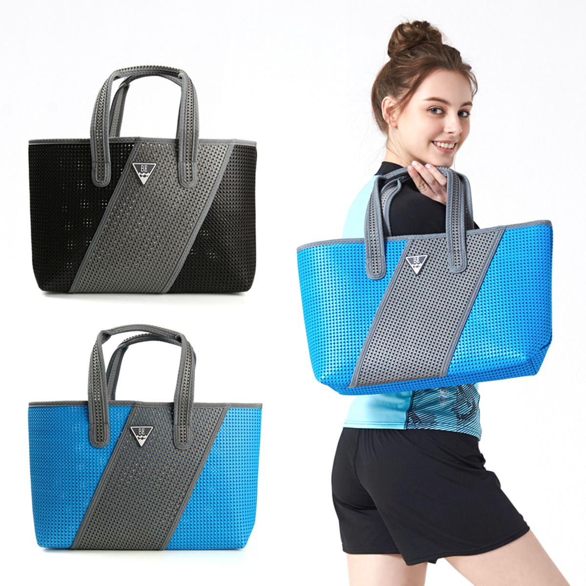 베이직엘르(BASIC ELLE) EVA 펀칭 토트 비치백 수영가방 BET-SC05