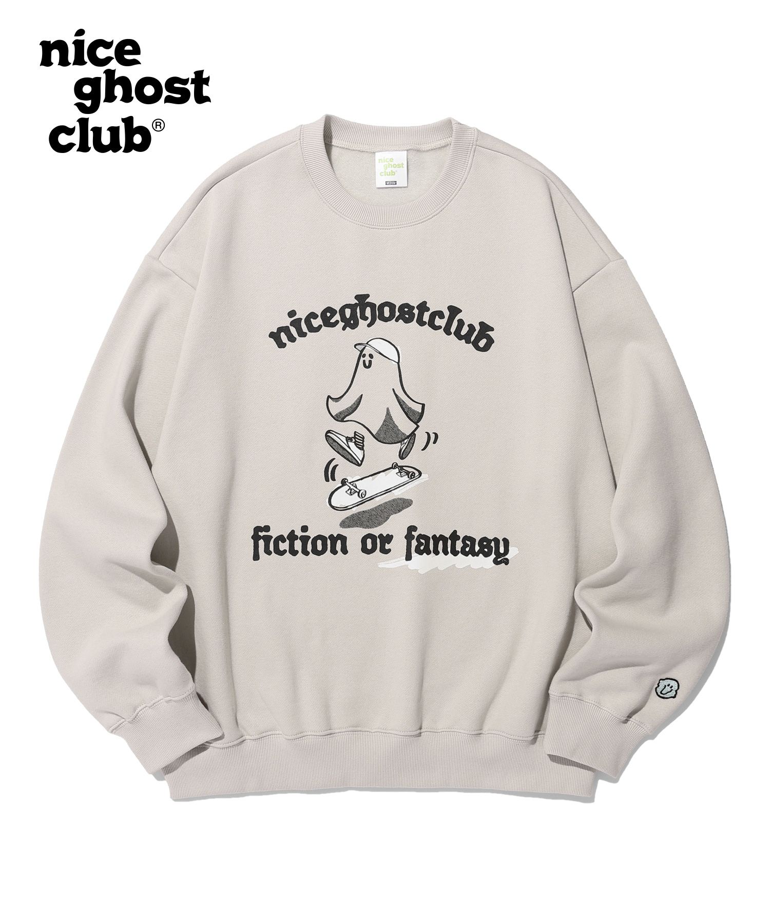 ★Nice Ghost Club★STAR SLOGAN PIGMENT SWEATSHRITS shooting star logo hoodie[beige] - niceghostclub