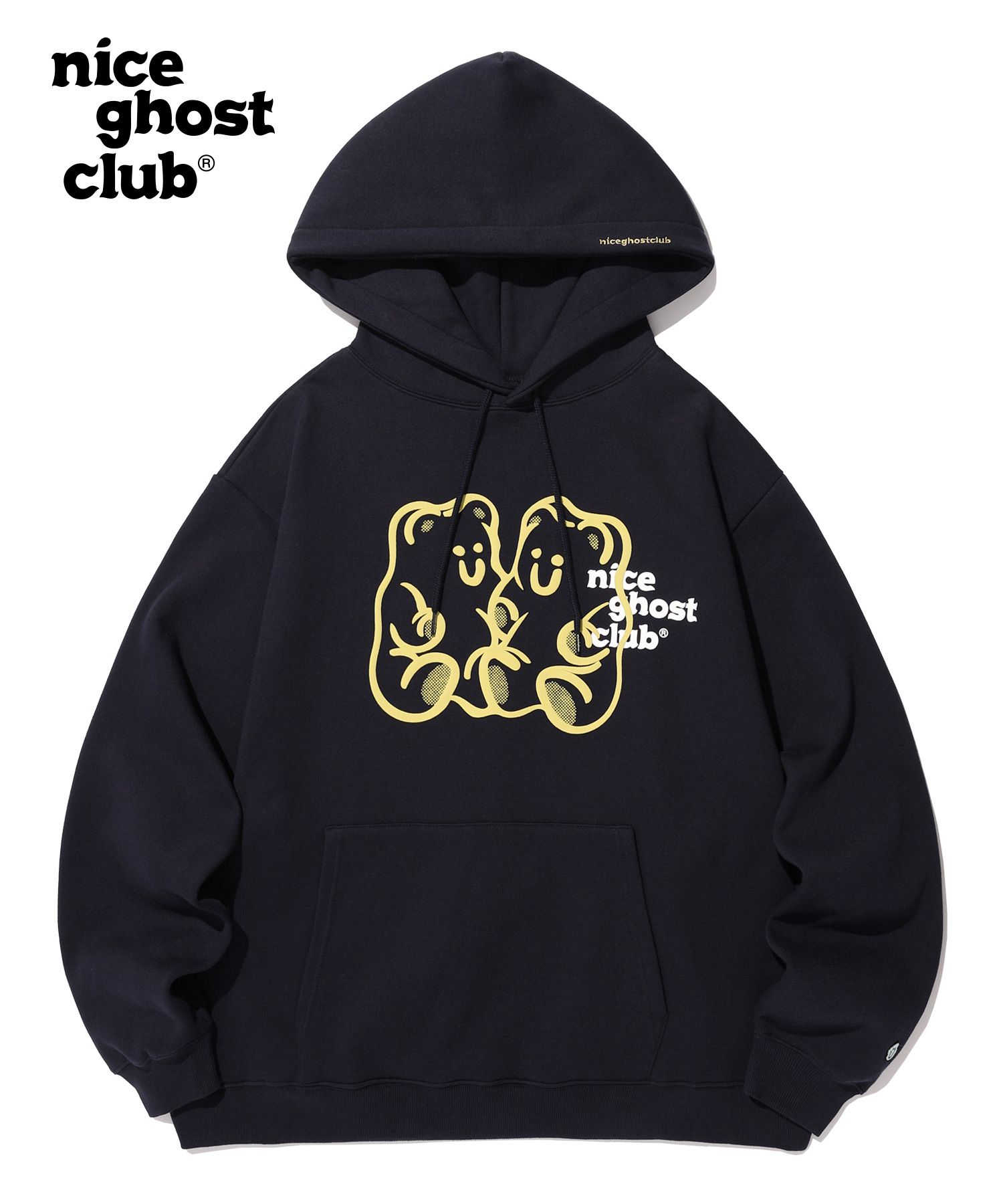 MUSINSA | NICE GHOST CLUB [Fleece-lined] Gummy Bear & Logo Hoodie_Navy ...