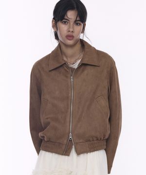 투웨이 블루종 스웨이드 밴딩 점퍼 자켓 [브라운]