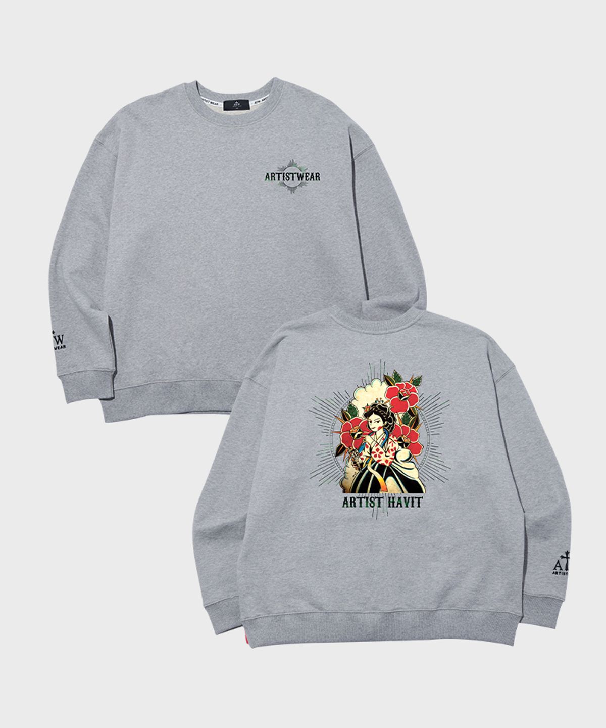 아티스트웨어(ARTISTWEAR) [ATW X 해빗] 조선스쿨 프린팅 맨투맨 GY