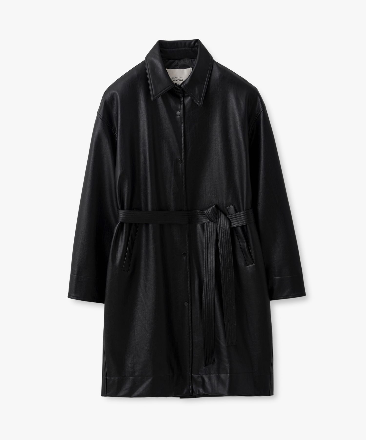 MUSINSA | ORO [Woman] Buffed Leather Trench Car Coat_Black