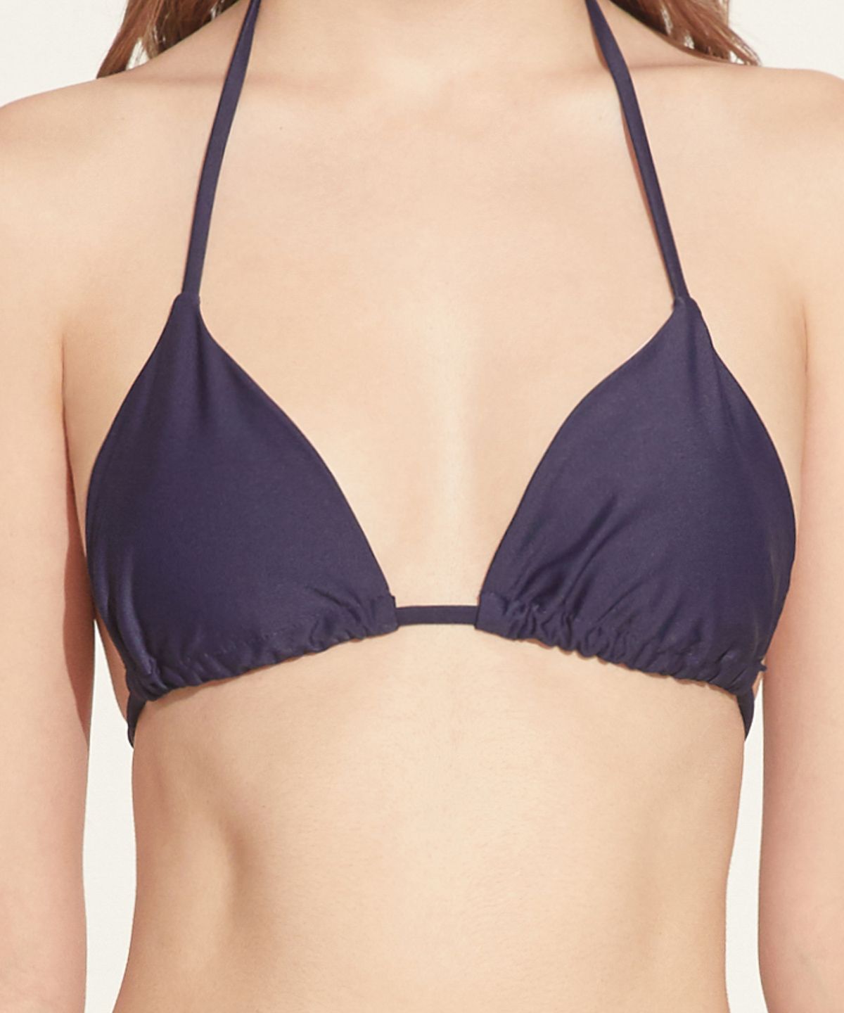 로에(LEAUET) Lyla Navy Solid Triangle Bikini Top