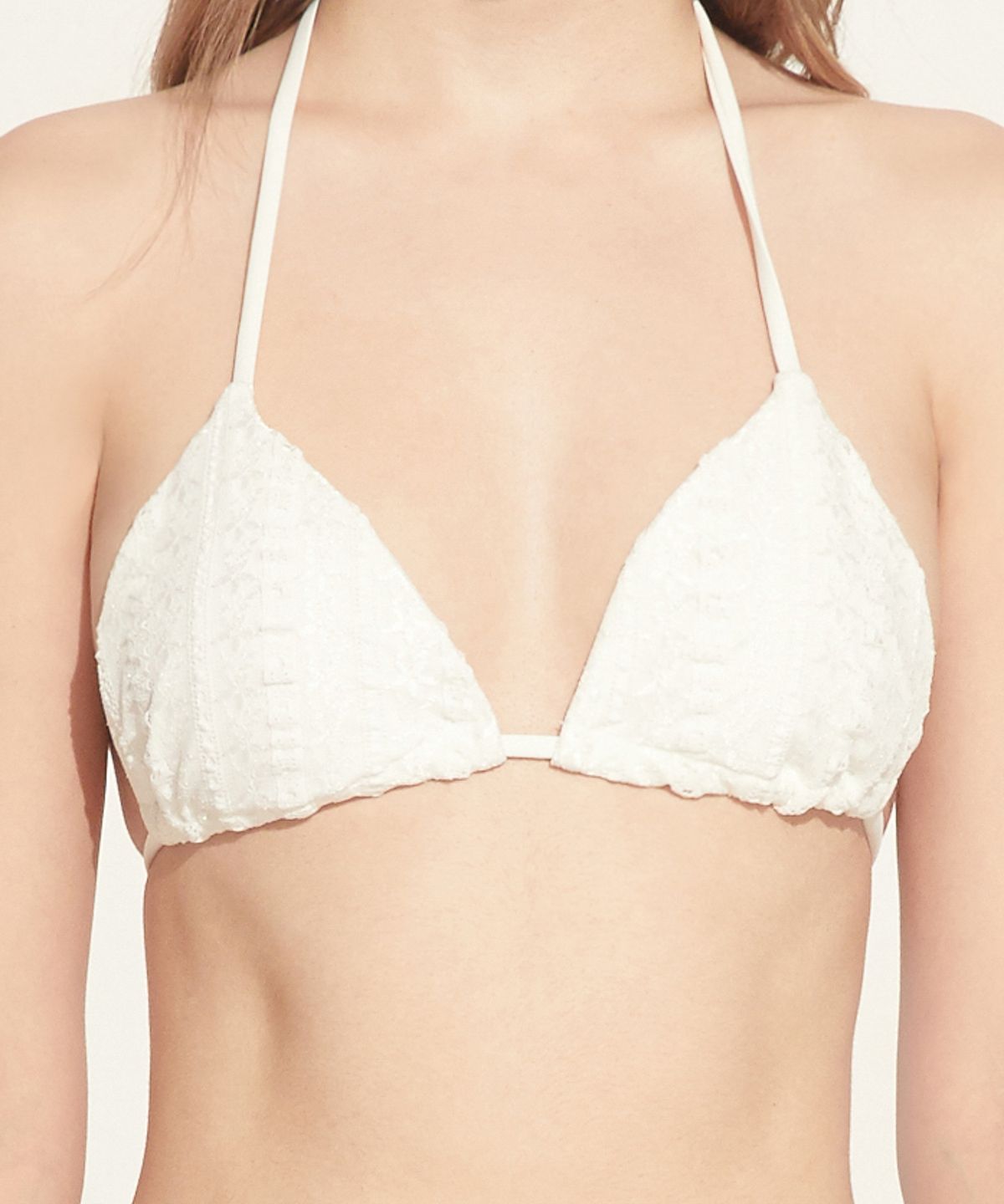 로에(LEAUET) Emelia White Lace Triangle Bikini Top