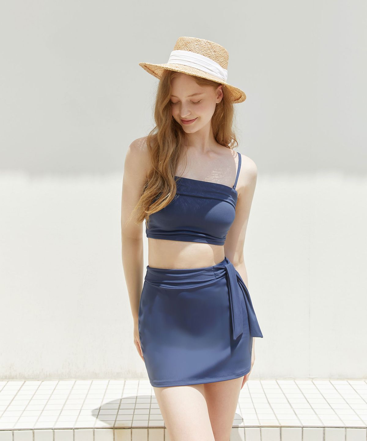 벨로디네라(VALLO DE NERA) Belted Blue Top & Bottom Set