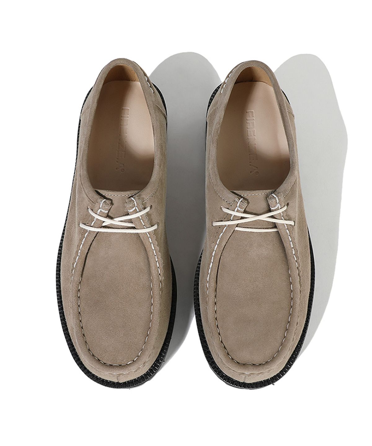 피렌체 아뜨리에(FIRENZE ATELIER) [비브람] 볼드쉐입 4.7CM 스웨이드 모크슈즈 9009-QS [ASH BEIGE]