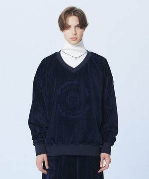 (Set-up)Velvet Sweat Shirts - NAVY