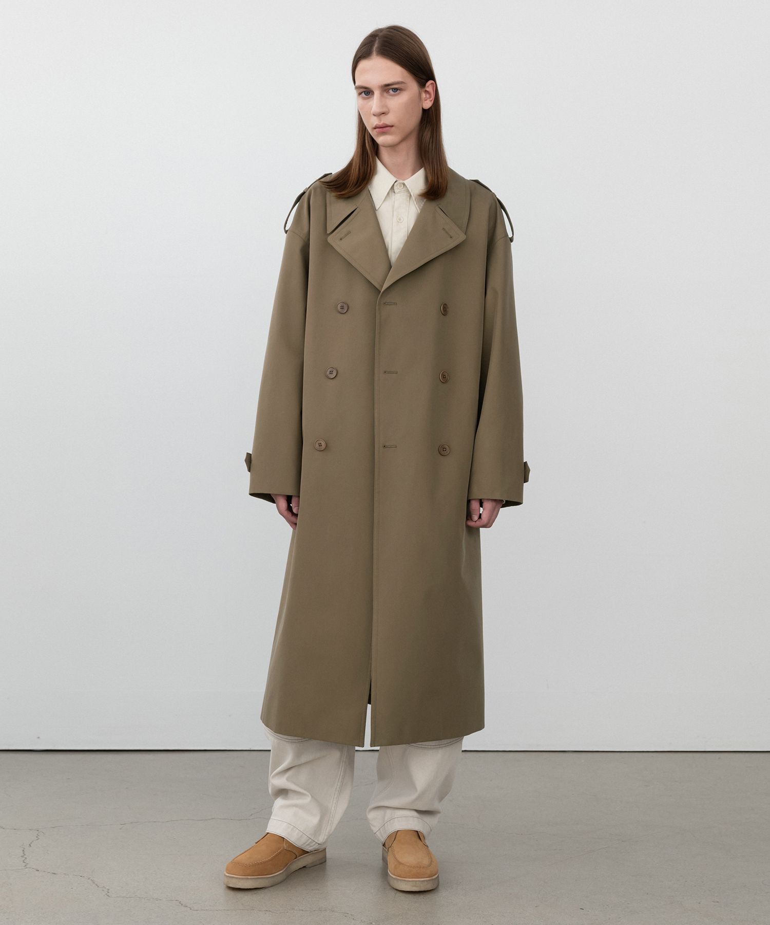 MUSINSA | INSILENCE Oversized Trench Coat DARK BEIGE