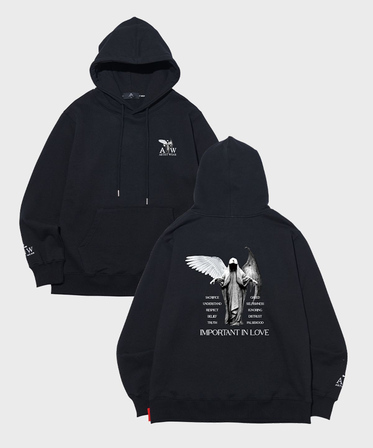 아티스트웨어(ARTISTWEAR) [ATW] 임폴턴트러브 후드티_BK