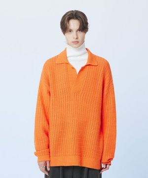 Roses Knit Shrits - ORANGE