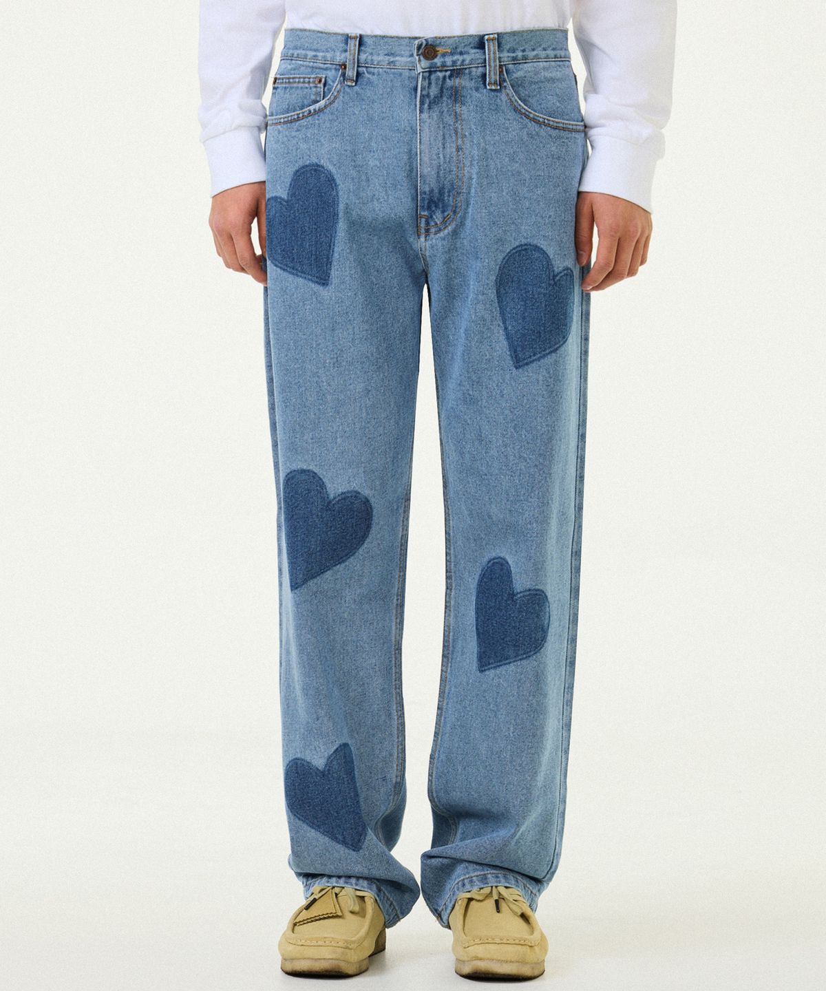 라퍼(LAUGHER) HEART LINE DENIM PANT - BLUE