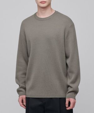 미니멀 크루 넥 니트 [더스티 베이지]