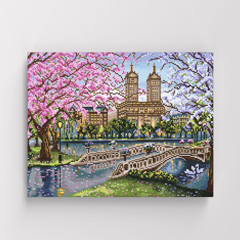DIY캔버스형 보석십자수 40x50cm 어느 멋진 봄날