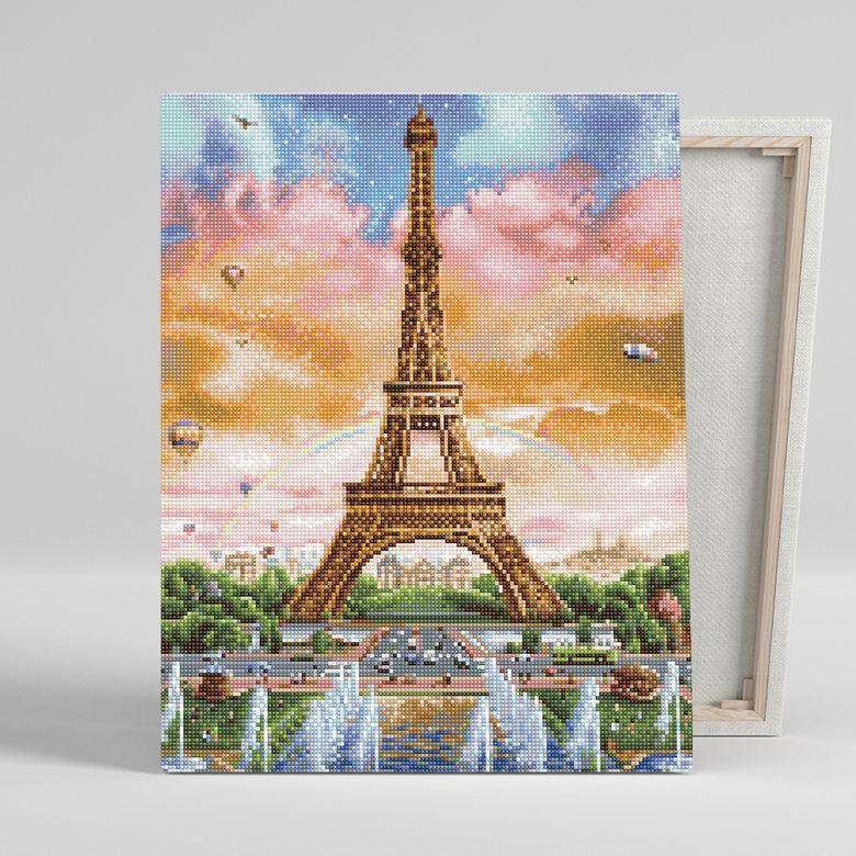 DIY캔버스형 보석십자수 40x50cm 에펠탑과 열기구