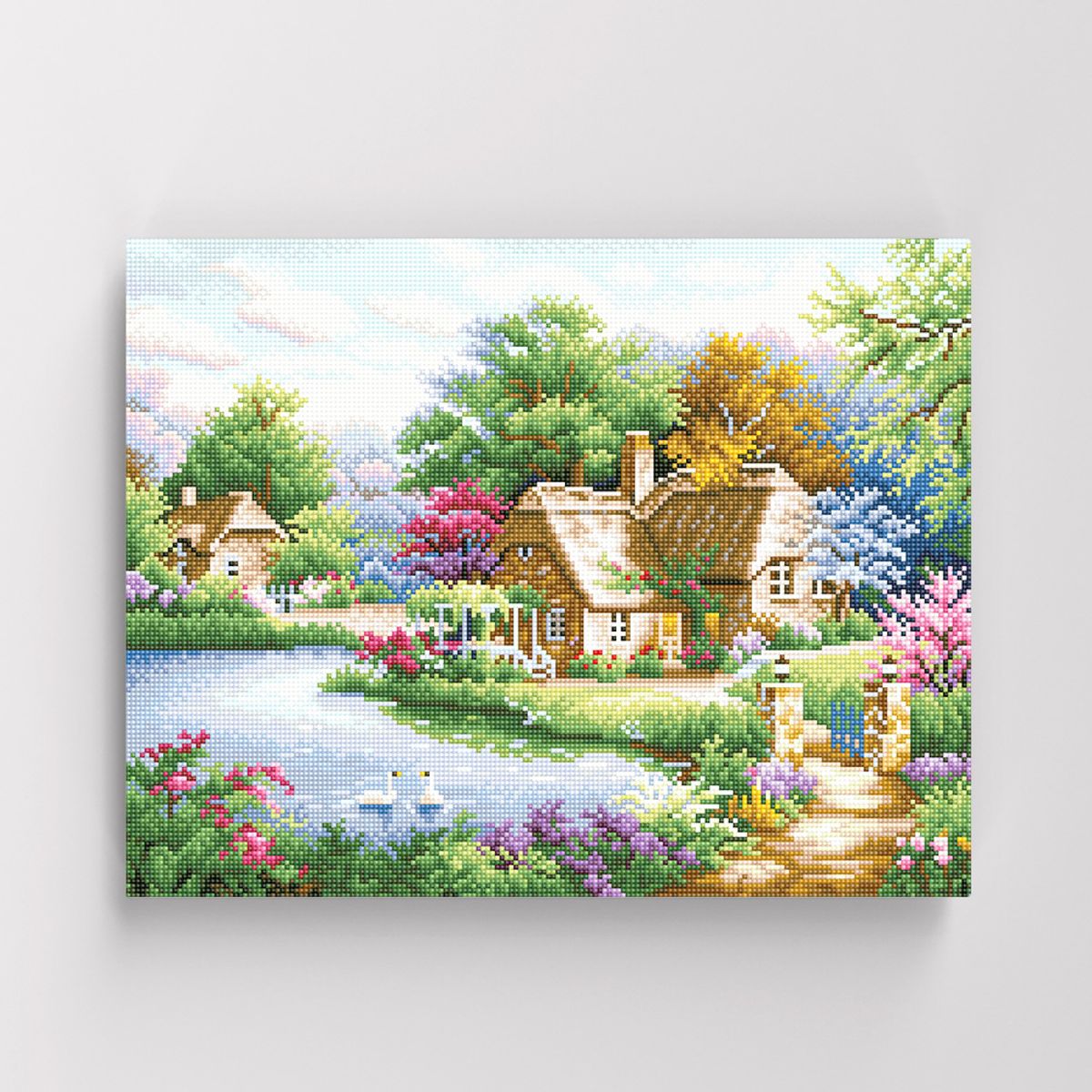 아이러브페인팅(ILOVEPAINTING) DIY캔버스형 보석십자수 40x50cm 아늑한오두막