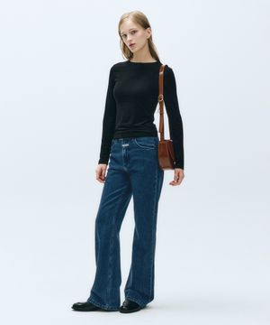W SLIM BOOT-CUT DENIM PANTS blue