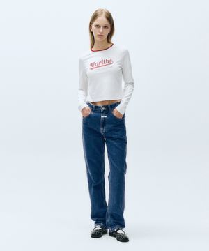W SLIM STRAIGHT DENIM PANTS blue