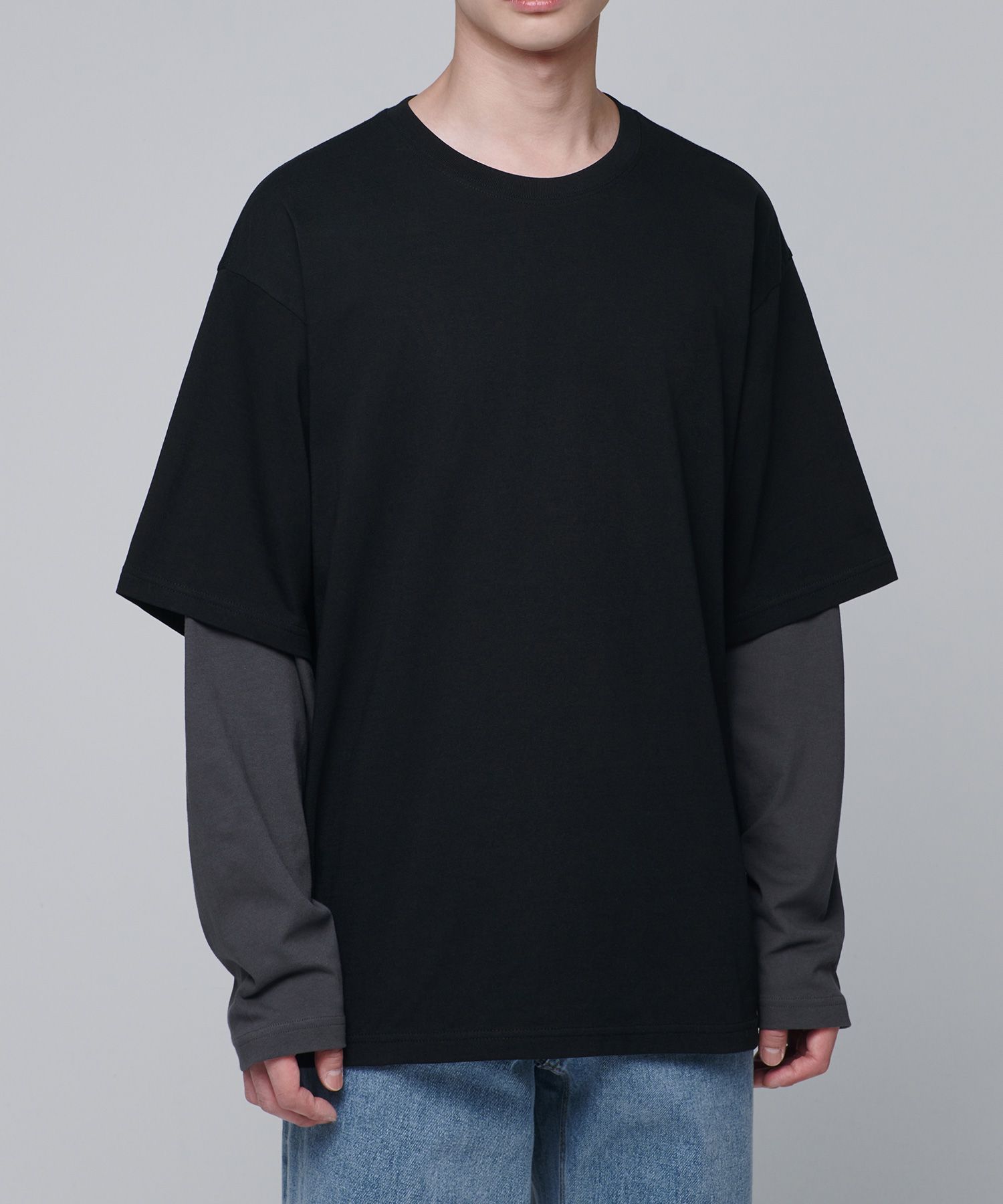 MUSINSA | MUSINSA STANDARD Oversized Crew Neck Layered Sleeve T