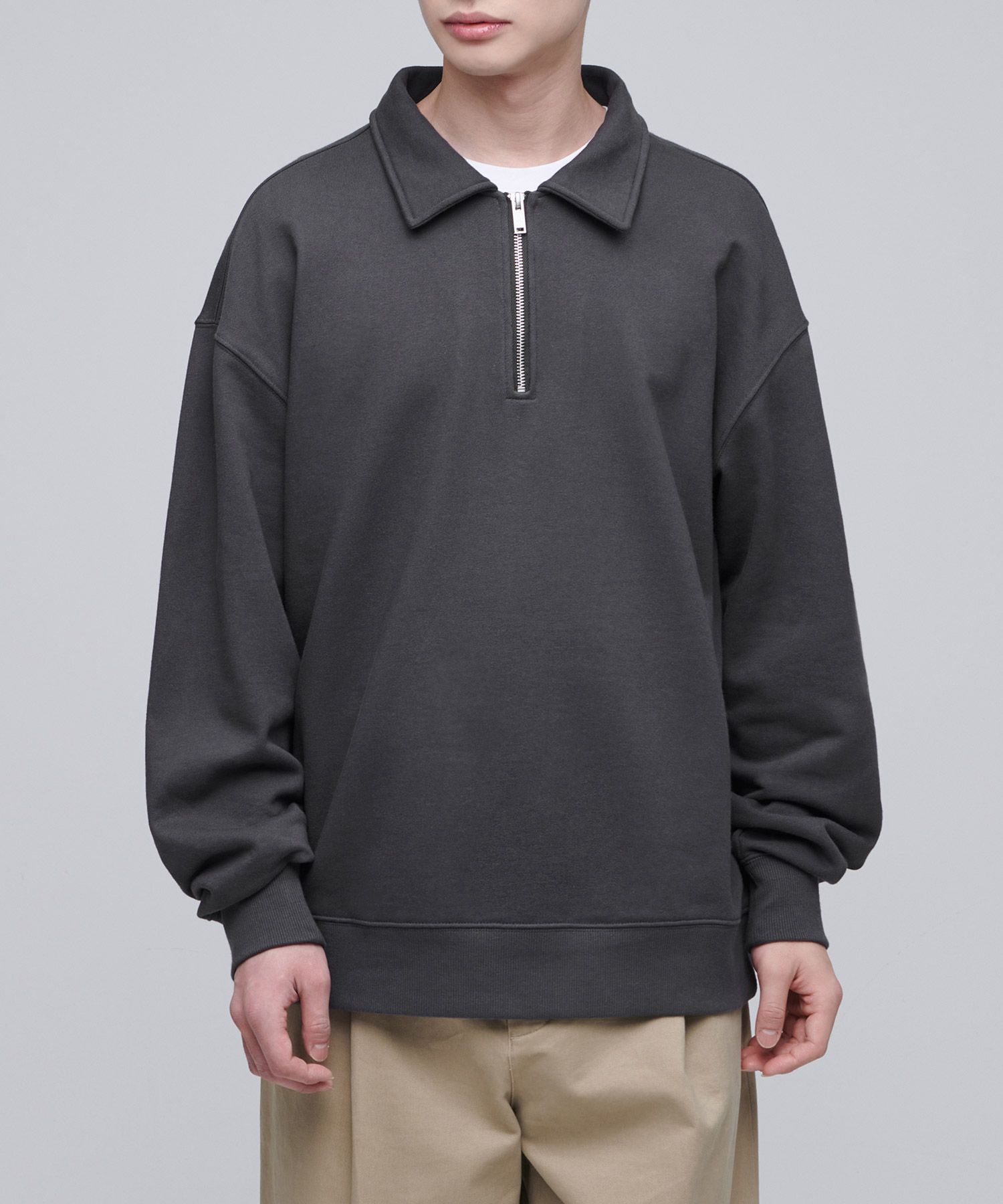 MUSINSA | MUSINSA STANDARD Oversized Collared Half Zip Sweatshirt