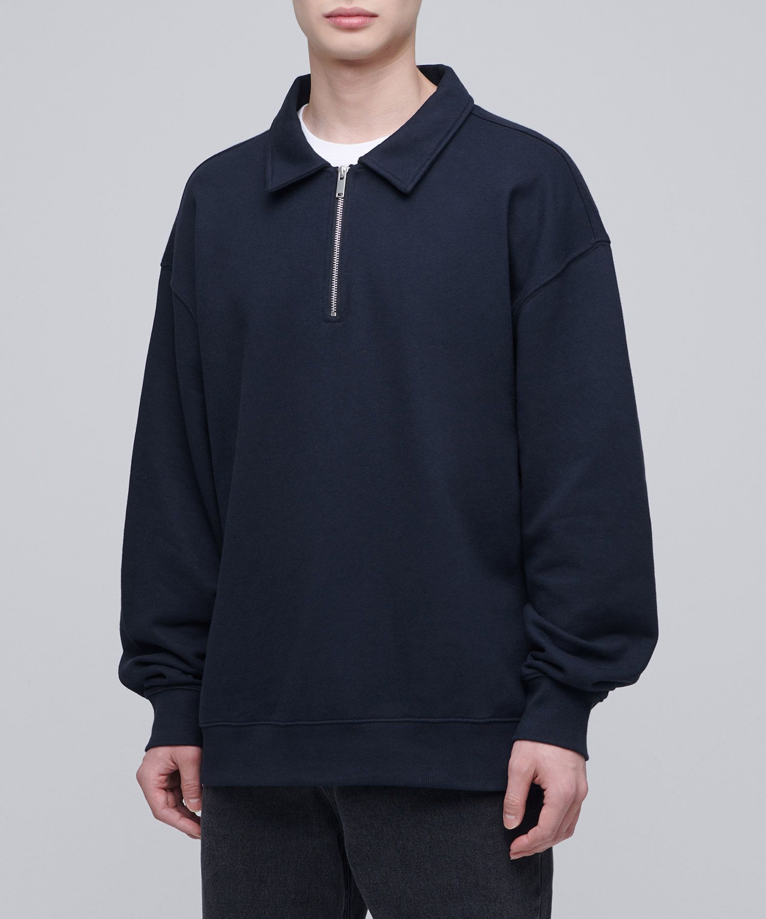 スウェット・トレーナー *MUSINSA STANDARD* Oversized collared half zip-up sweatshirt MUSINSA | MUSINSA STANDARD Oversized Collared Half Zip-up