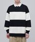 오버사이즈 스트라이프 럭비 스웨트셔츠 [블랙/크림]