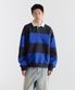 오버사이즈 스트라이프 럭비 스웨트셔츠 [네이비/블루]