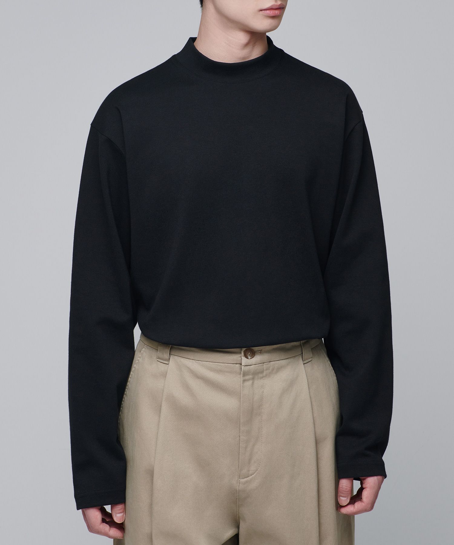 Tシャツ・カットソー *MUSINSA STANDARD* Ponte Mock Neck Long Sleeve T-Shirt Mushr MUSINSA | MUSINSA STANDARD Ponte Mock Neck Long Sleeve T