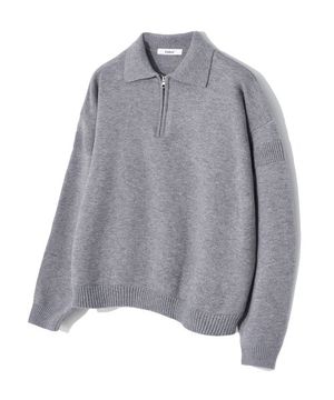 비스코스 워셔블 하프 집업 니트 GREY