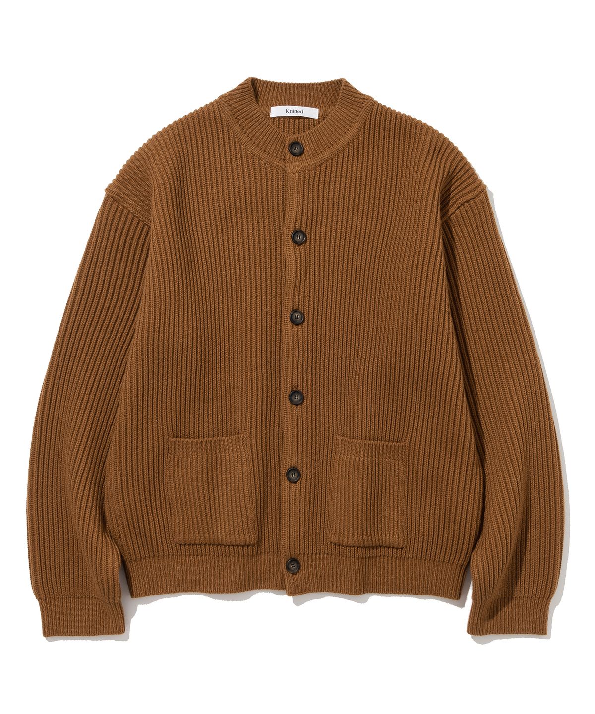 니티드(KNITTED) 와플 헤비 라운드 가디건 DARK ORANGE
