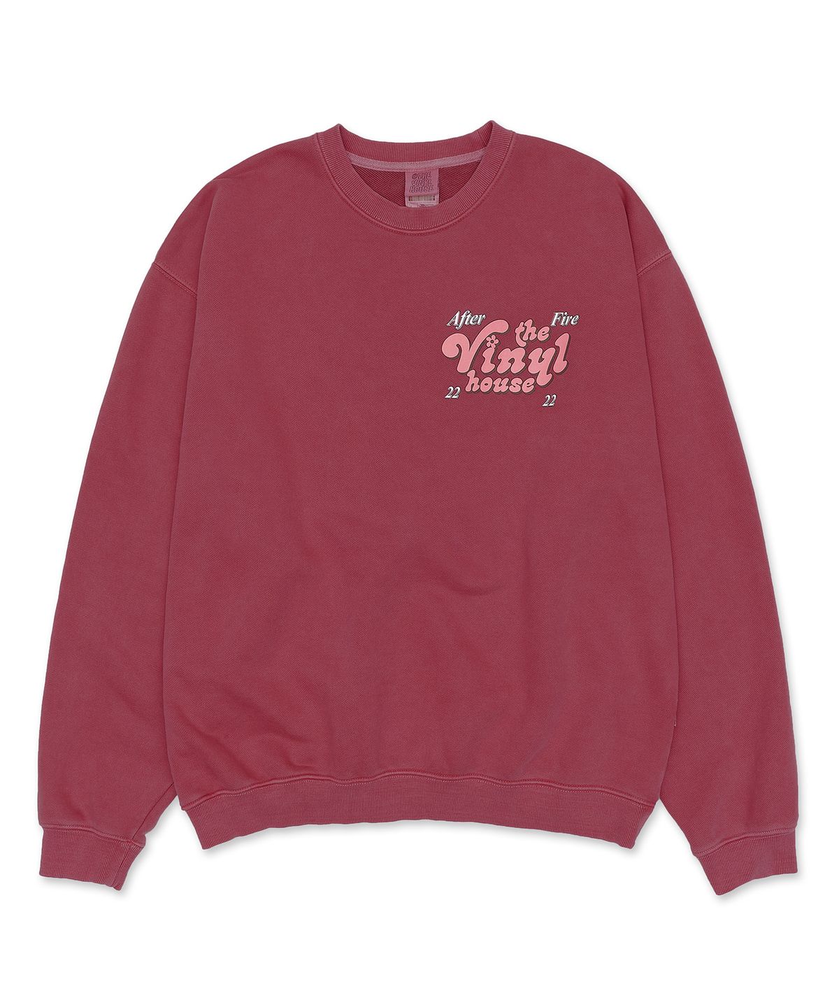 더바이닐하우스(THEVINYLHOUSE) LOGO PIGMENT SWEATSHIRT RED (VH2CFUM446A)