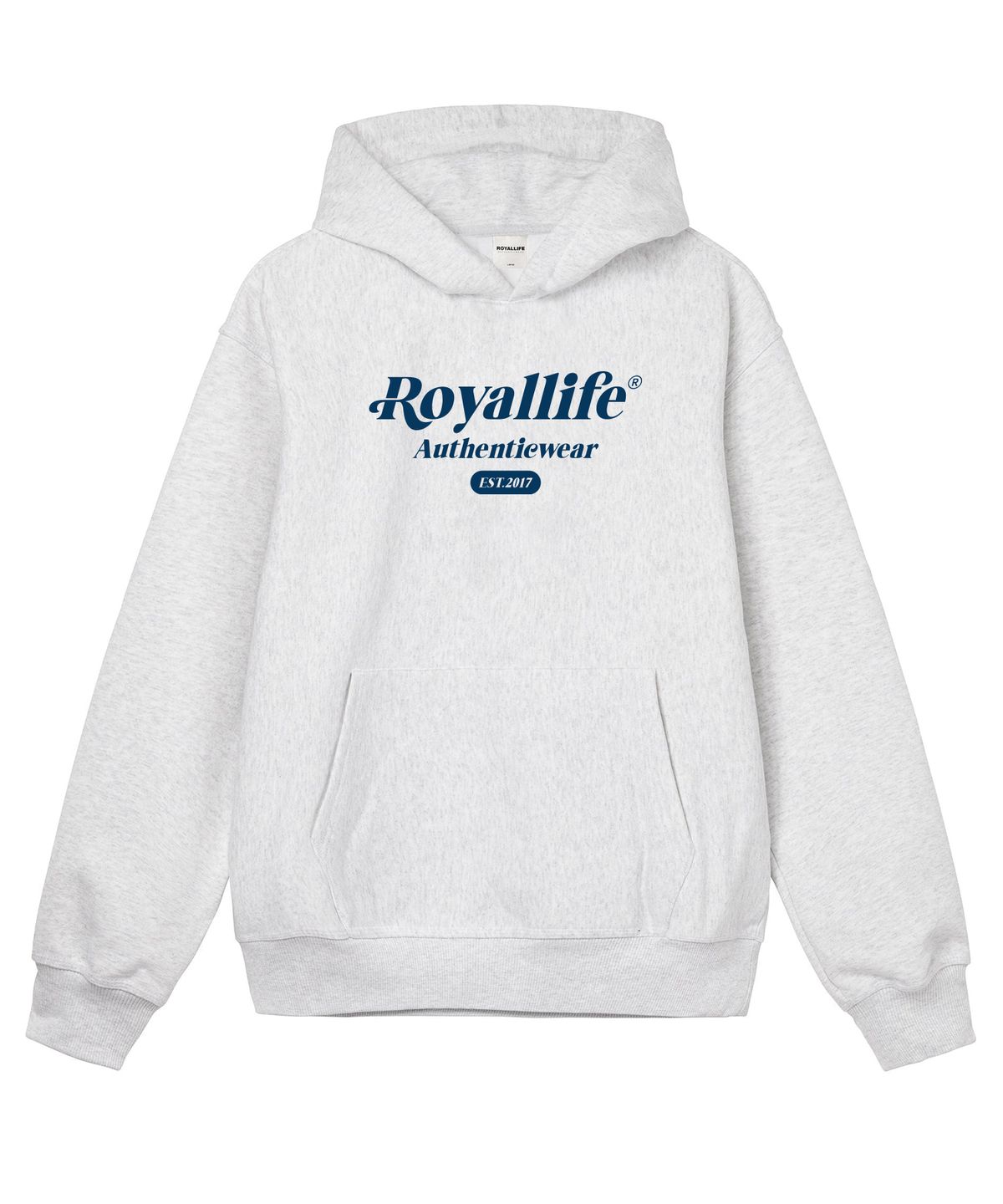 로얄라이프(ROYALLIFE) RLPH1007 뉴 어센틱 로고 기모 후드티 - 그레이