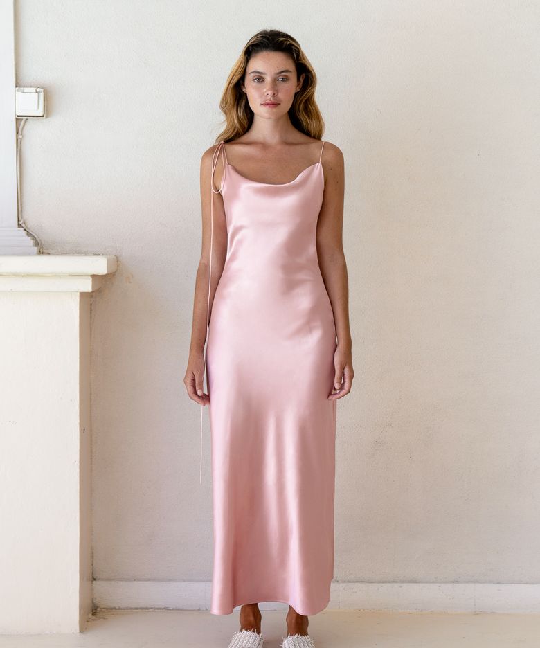 Kristen Pink Satin Slip Dress