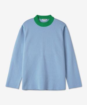 블록 라운드 넥 니트 - 클라우드:그린 / CRTWMTOP0017137