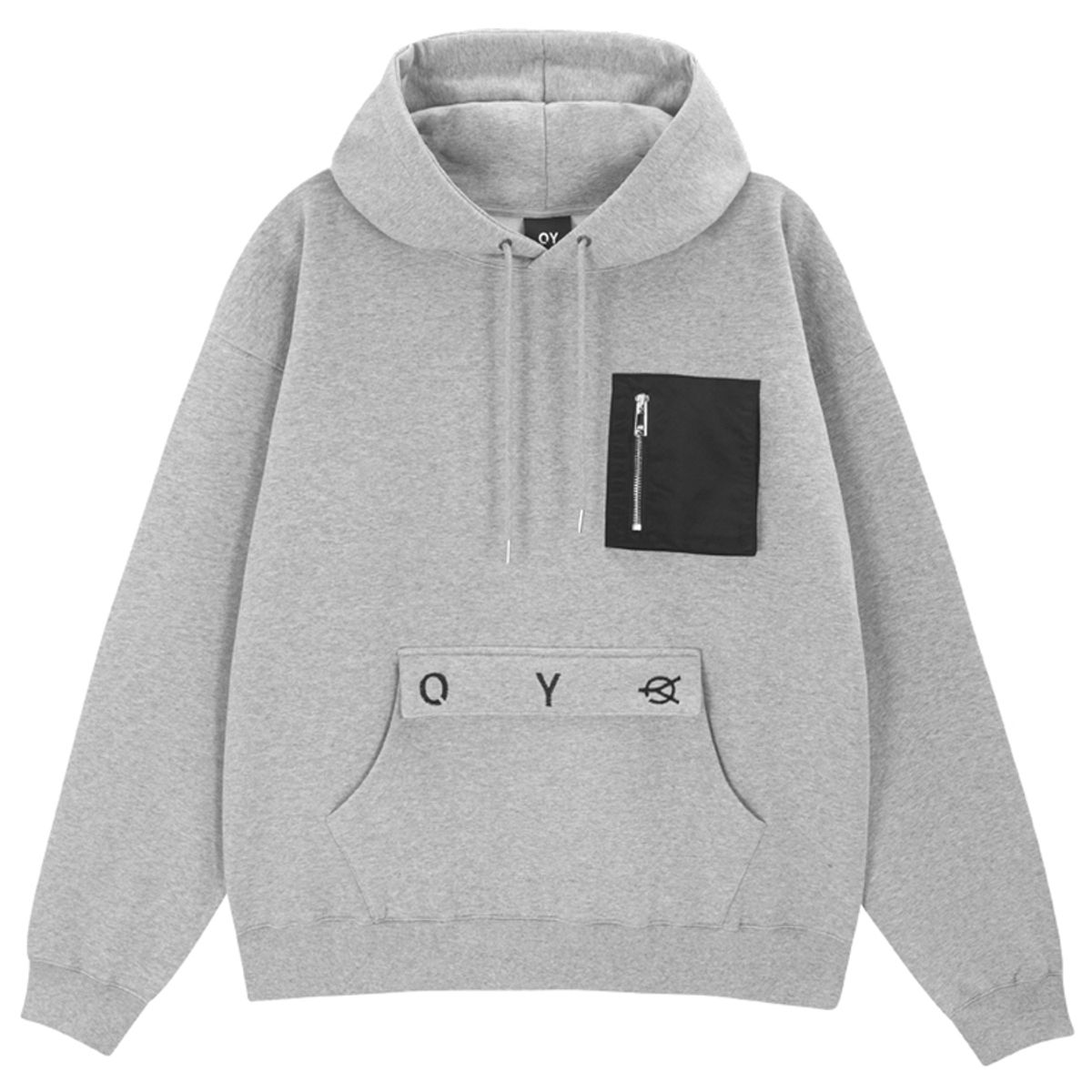 오픈야드(오와이)(OPENYARD(OY)) 나일론 포켓 로고 후드-그레이