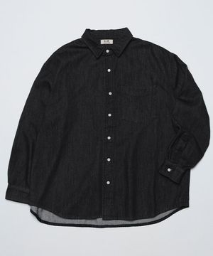 오버사이즈 워시드 데님셔츠 블랙