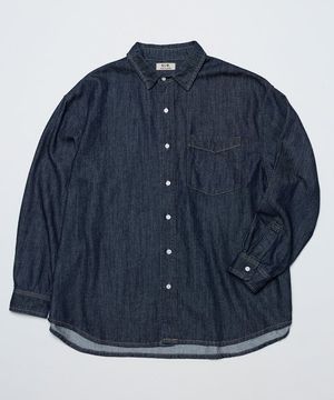 오버사이즈 워시드 데님셔츠 딥인디고