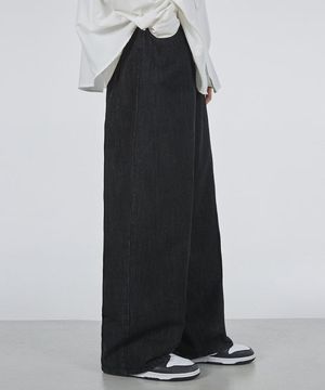 이지 와이드 데님 팬츠 딥블랙