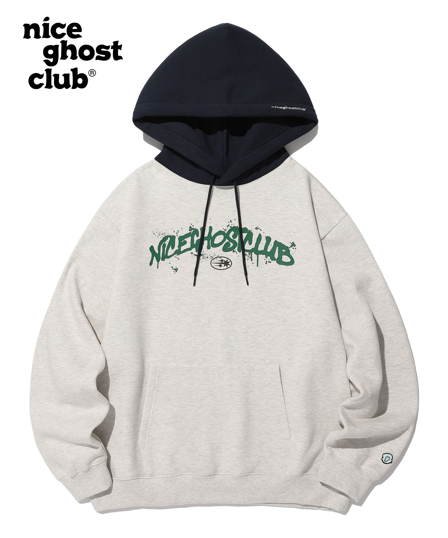 [ NICE GHOST CLUB]★SPRAY PRINT SWEATSHIRTS MUSINSA | NICE GHOST CLUB SPRAY PAINT LOGO HOODIE_OATMEAL