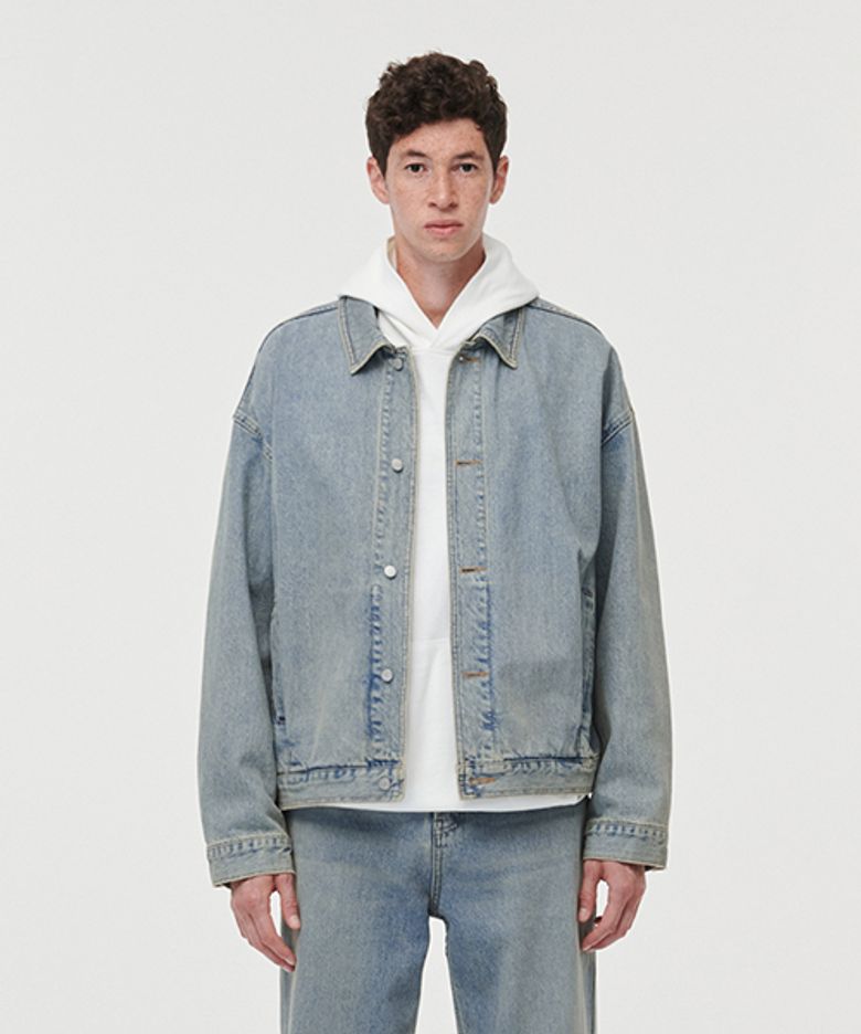 JK012 플리츠 데님자켓 (Washed Blue)
