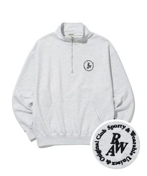 써클 RAW 자수 하프집업 (화이트 그레이)