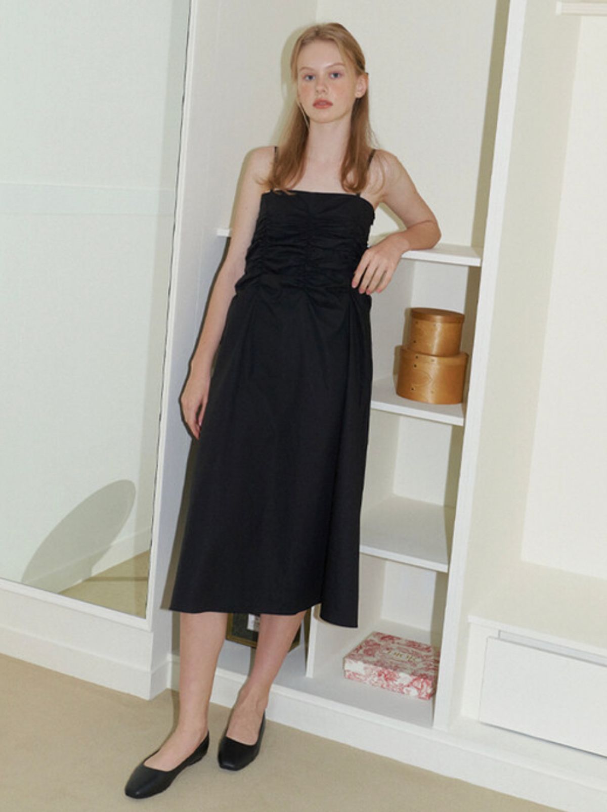 카인더베이비(KINDABABY) romantic shirring Sleeveless Dress - black