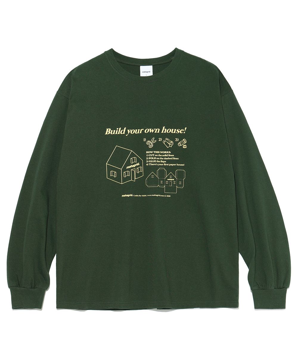 【mahagrid】22FW★ PAPER HOUSE LS TEE MUSINSA | MAHAGRID PAPER HOUSE LS TEE GREEN(MG2CFMT558A)