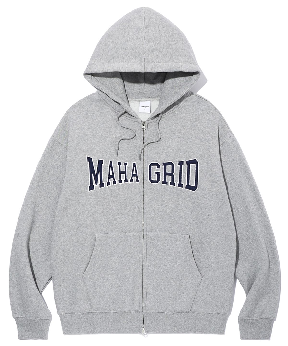 마하그리드(MAHAGRID) APPLIQUE ZIP UP HOODIE GREY(MG2CFMM428A)