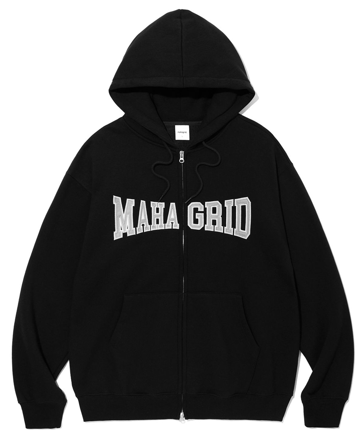 마하그리드(MAHAGRID) APPLIQUE ZIP UP HOODIE BLACK(MG2CFMM428A)