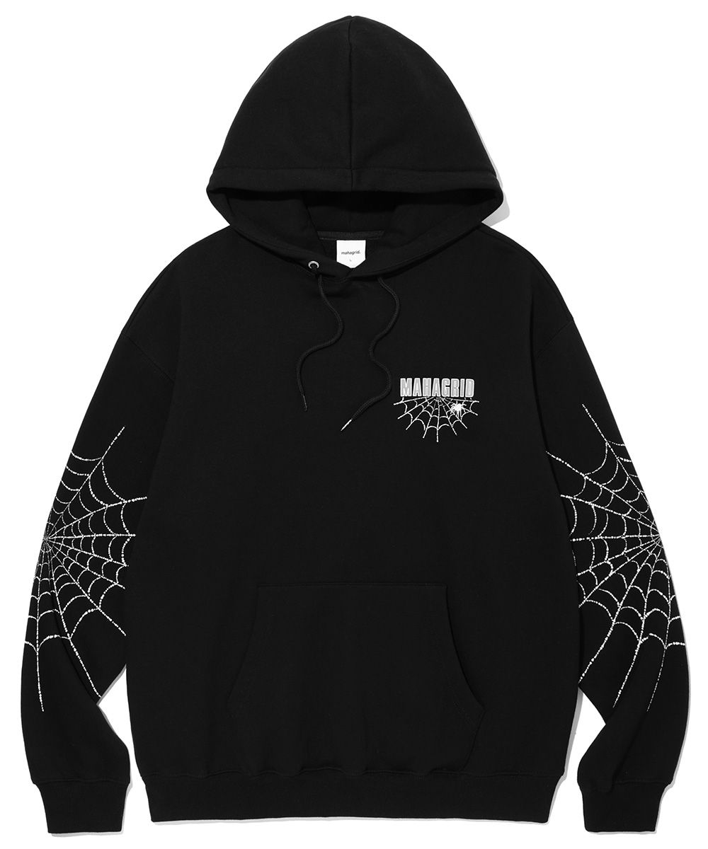 【mahagrid】22FW★ SUNDAY D HOODIE APPLIQUE ZIP UP HOODIE[BLACK] - MAHAGRID