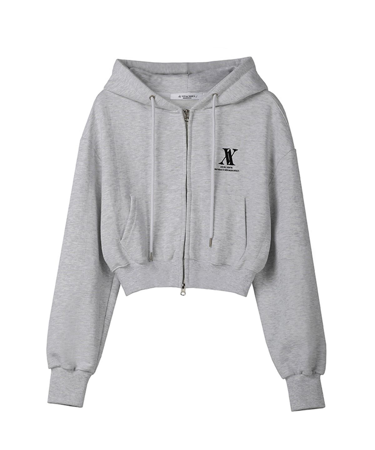 어반드레스(AVANDRESS) AV LOGO CROP HOOD ZIP-UP GREY