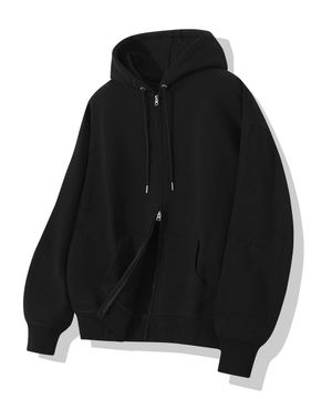 투웨이 에센셜 후드 집업-블랙